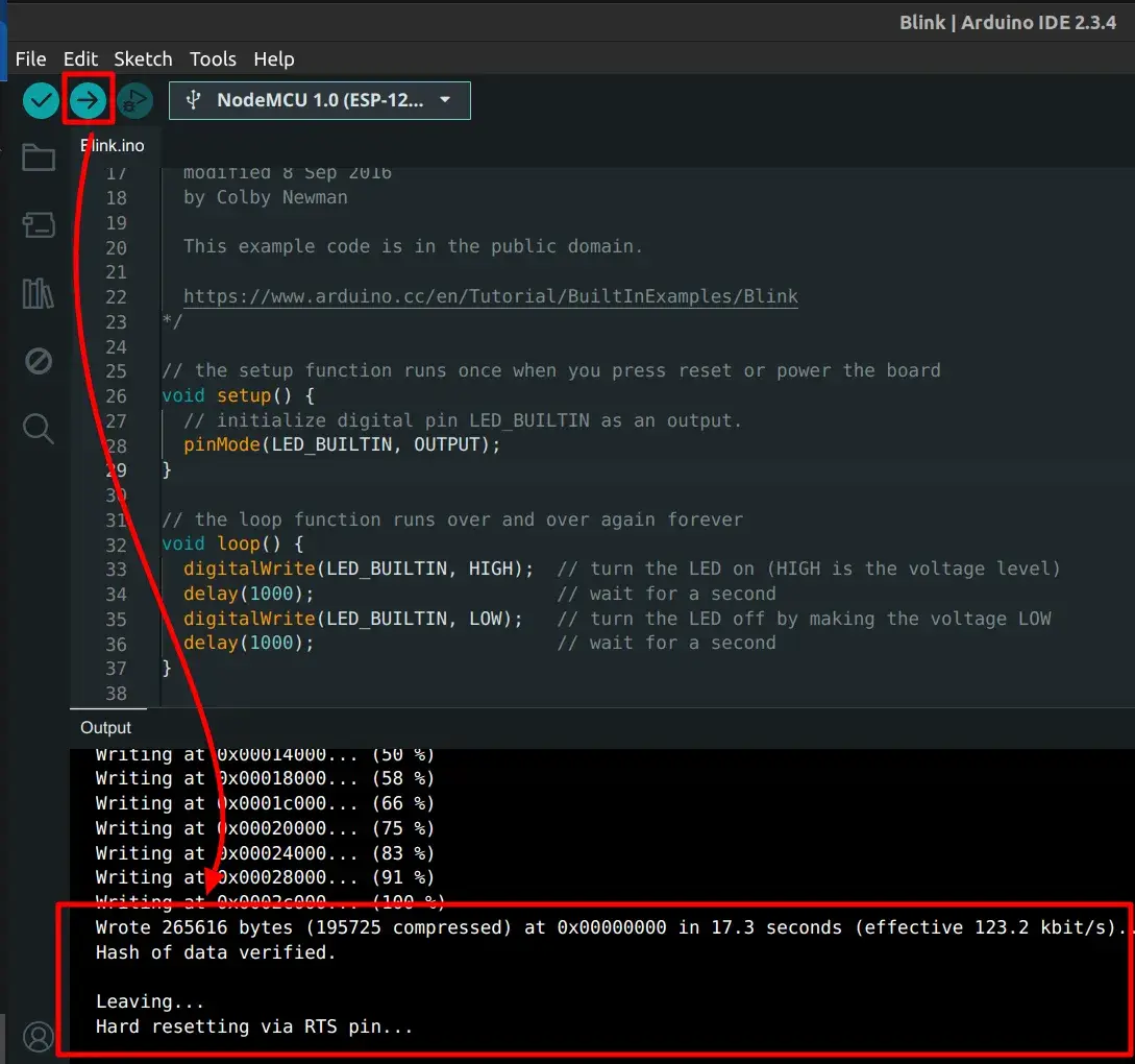 Arduino IDE - Upload program to NodeMCU