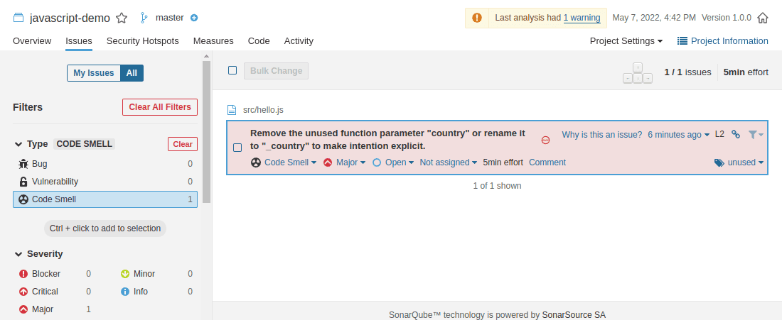 รัน SonarQube scan สำเร็จ