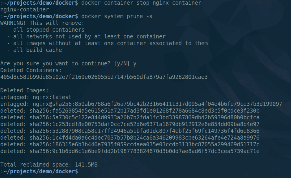 Clean up docker