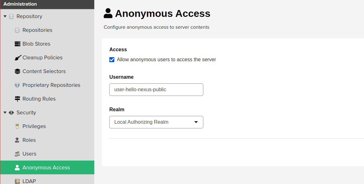 screen shot แสดงวิธีการอนุญาต anonymous access
