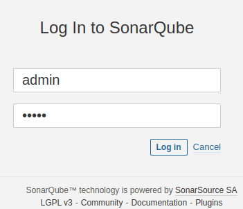 หน้า login ของ SonarQube