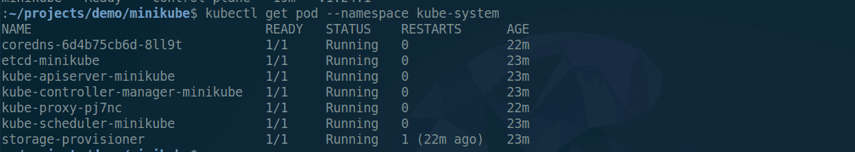 components ต่างๆของ minikube master node